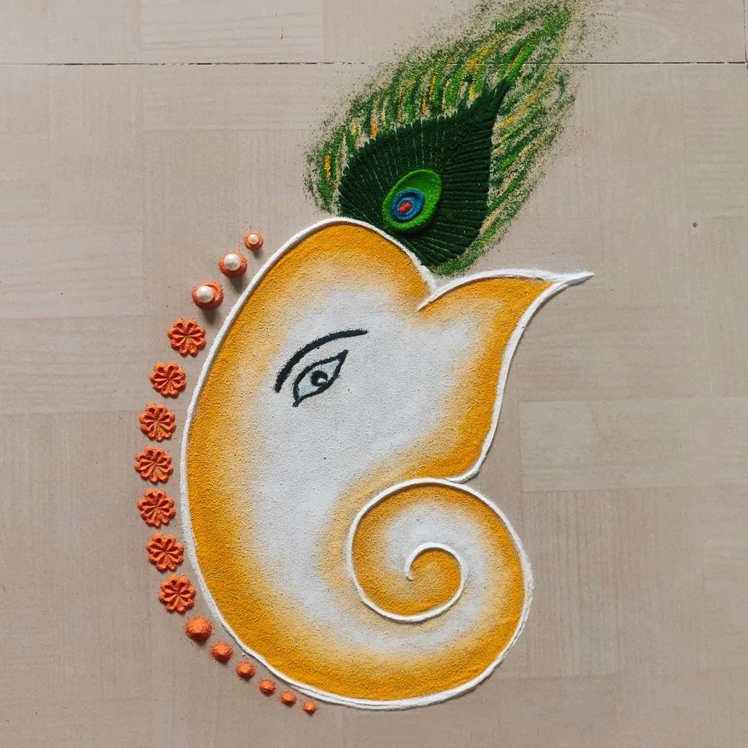 Rangoli Design For Ganesh Chaturthi Easy